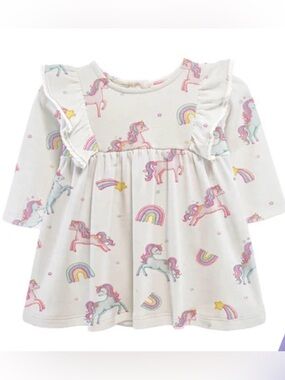 BABY CLUB CHIC Magical Unicorn Pima Cotton Dress - 6-9M